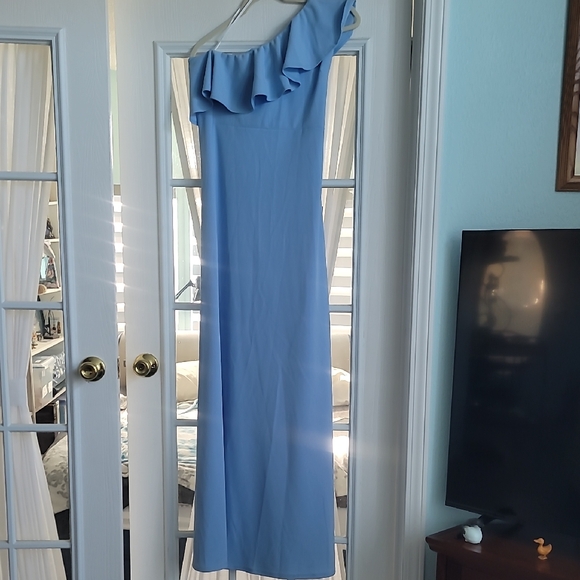 LuLu's Women's Prom Dress Elegant Powder Blue One-Shoulder Dress Pastel Sz M NWT - Picture 2 of 7